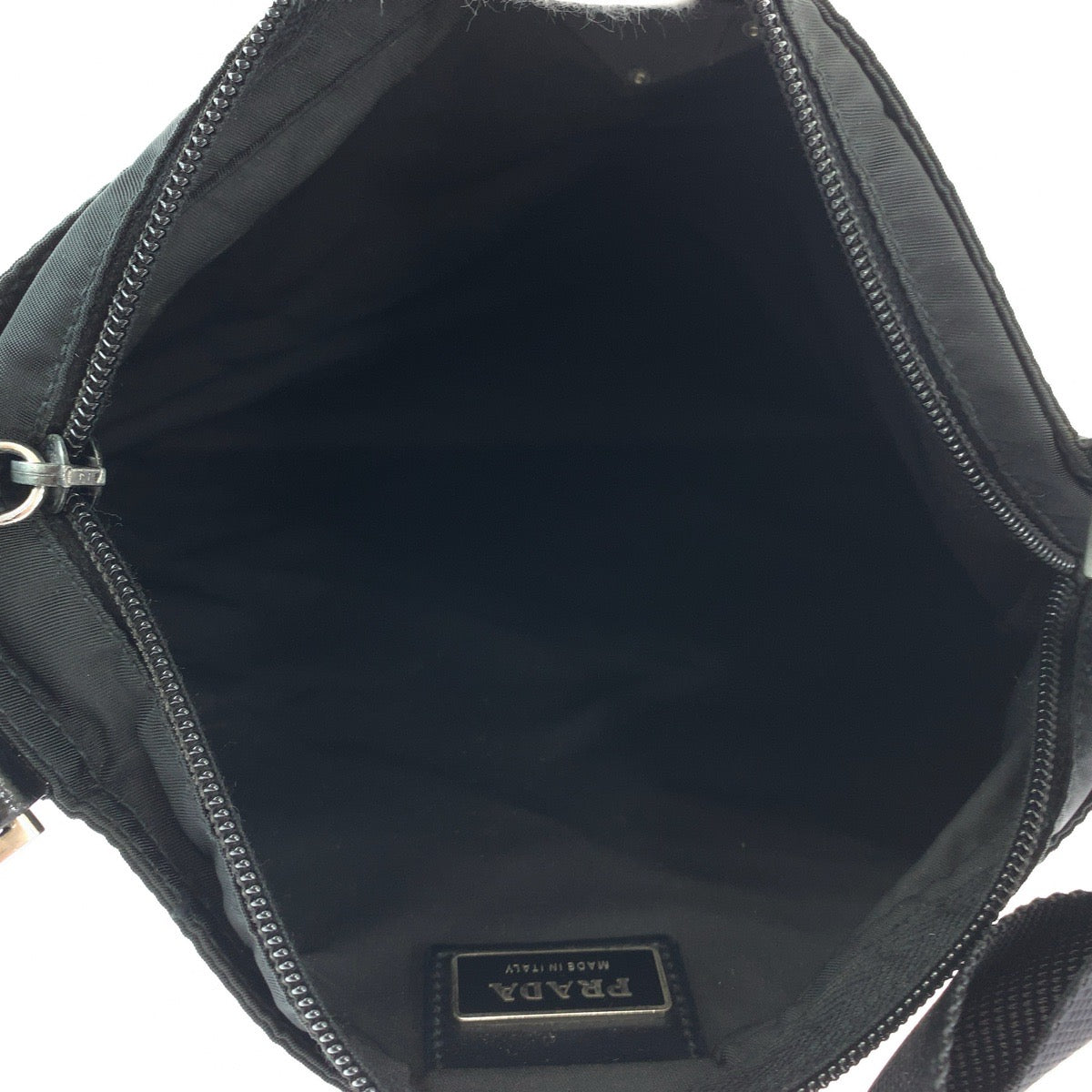 PRADA Shoulder Bag Nylon Black SilverMetal Shoulder BagMessenger Bag Test Triangle With logo mens Used Authentic