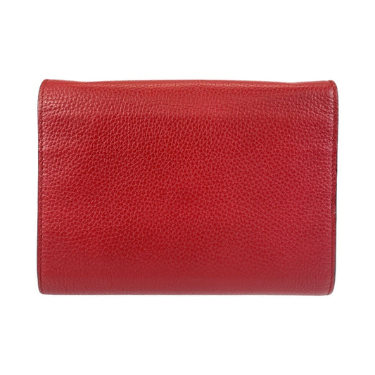 GUCCI Shoulder Bag 401232 leather Red Gold Metal Crossbody Shoulder Bag Chain Wallet GG Marmont Women Used Authentic