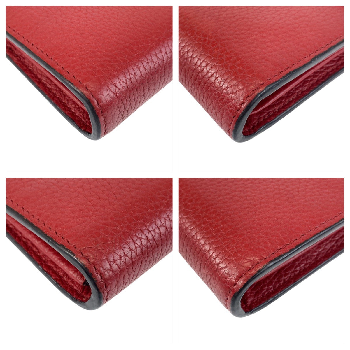 GUCCI Shoulder Bag 401232 leather Red Gold Metal Crossbody Shoulder Bag Chain Wallet GG Marmont Women Used Authentic