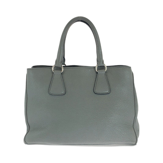 PRADA Shoulder Bag BN2579 leather Grey SilverMetal Shoulder Bag Tote Bag Handbag 2way Vitterodino logo Women Used Authentic