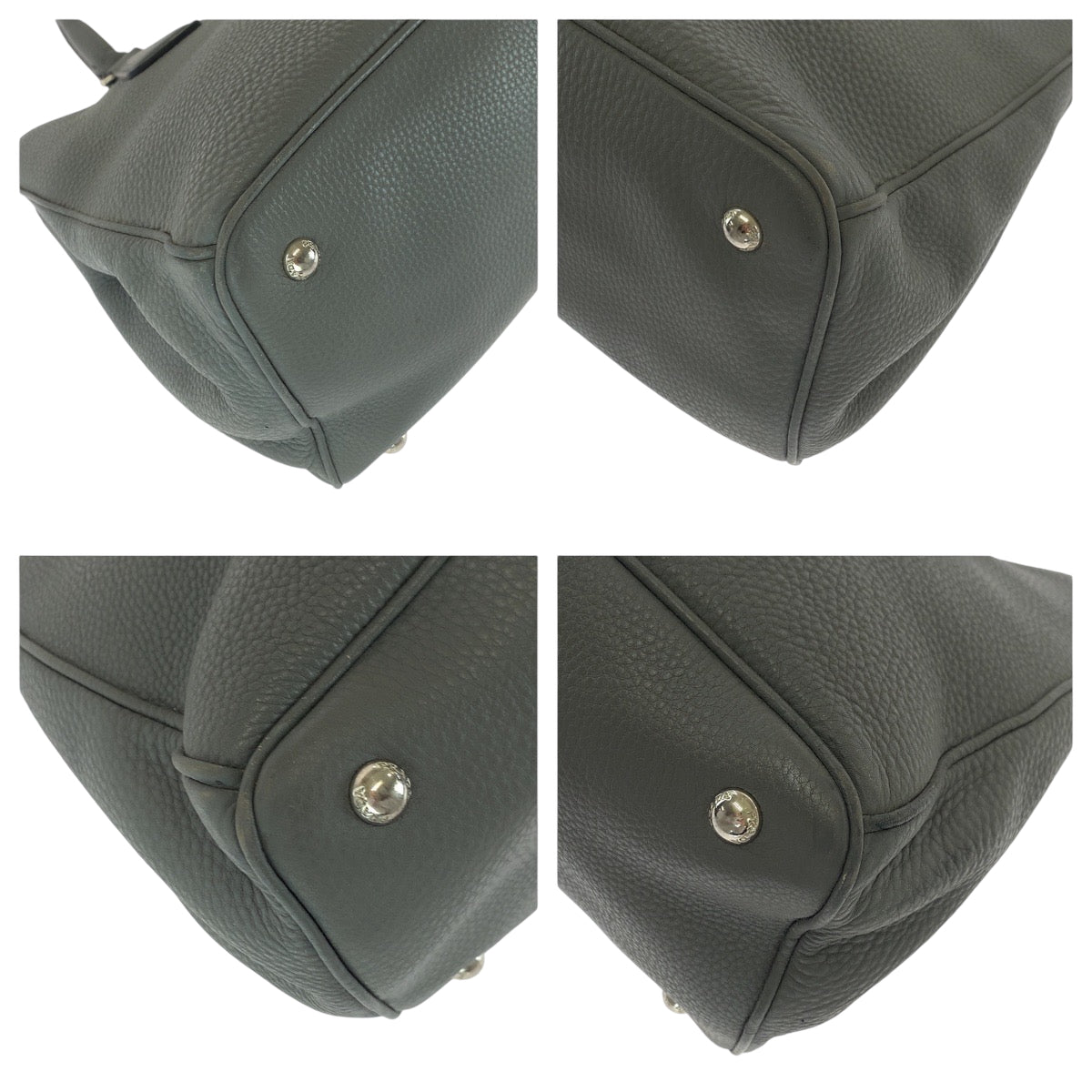 PRADA Shoulder Bag BN2579 leather Grey SilverMetal Shoulder Bag Tote Bag Handbag 2way Vitterodino logo Women Used Authentic