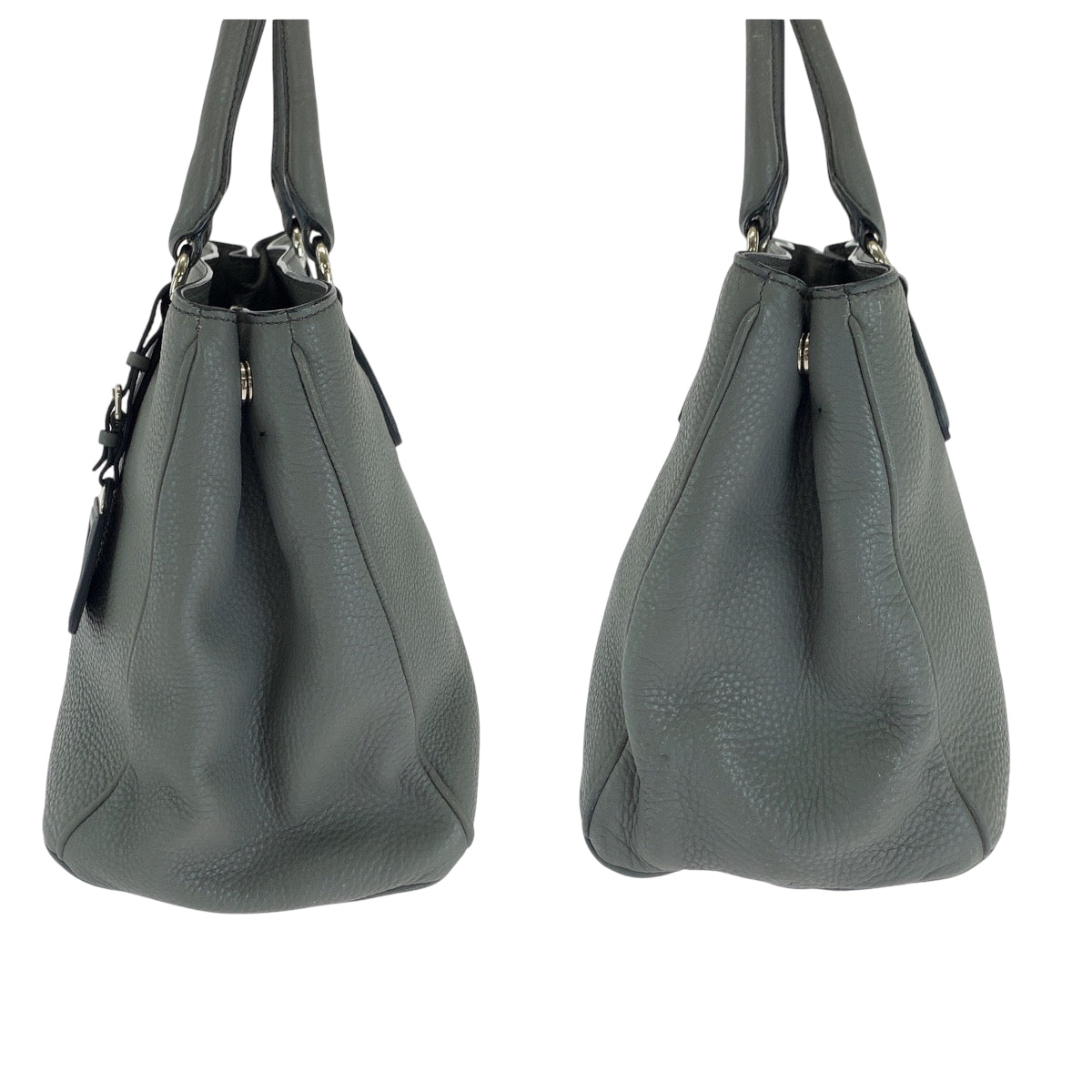 PRADA Shoulder Bag BN2579 leather Grey SilverMetal Shoulder Bag Tote Bag Handbag 2way Vitterodino logo Women Used Authentic