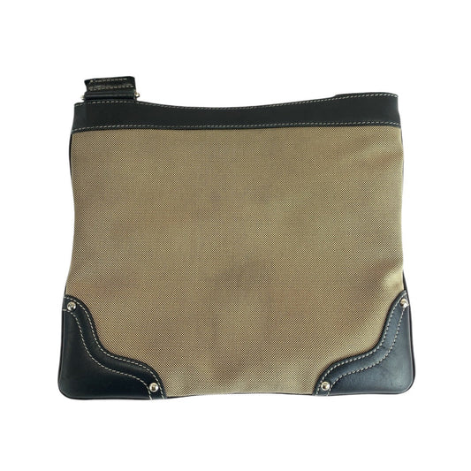 PRADA Shoulder Bag Canvas, Leather Beige Black SilverMetal Crossbody Shoulder Bag Logo jacquard Women Used Authentic