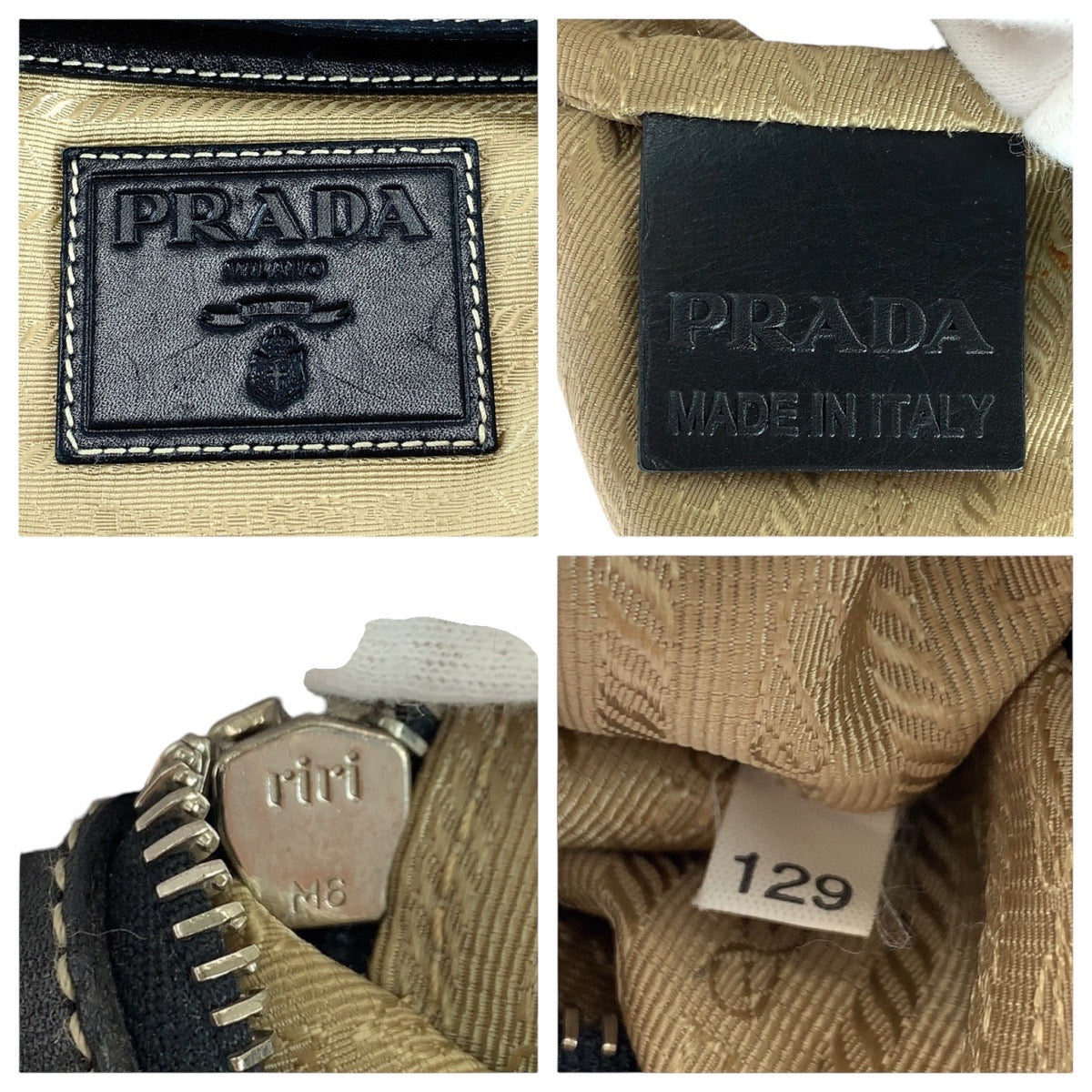 PRADA Shoulder Bag Canvas, Leather Beige Black SilverMetal Crossbody Shoulder Bag Logo jacquard Women Used Authentic
