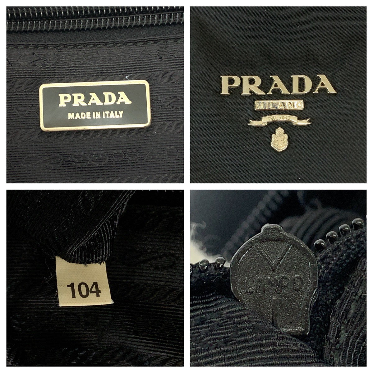 PRADA Tote Bag BR3920 Nylon Black SilverMetal Tote Bag Shoulder Bag Test Triangle With logo Fringe Women Used Authentic