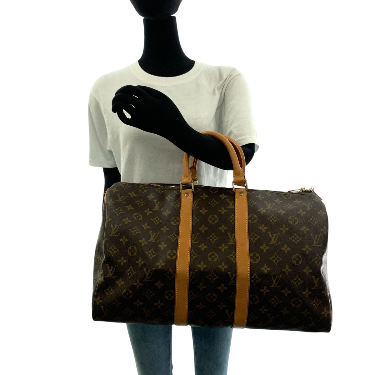 LOUIS VUITTON Boston Duffel bag M41426 PVC Brown Boston Duffel bag Handbag Monogram Keepall 50 Women Used Authentic