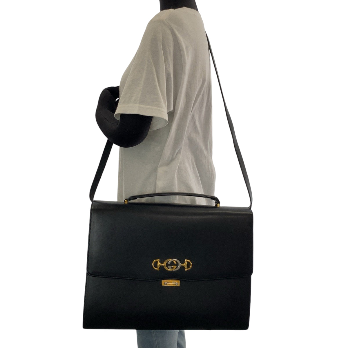GUCCI Business bag 581531 Calfskin Black GoldMetal Zumi