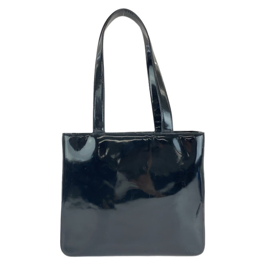 CHANEL Tote Bag enamel Black Gold Metal