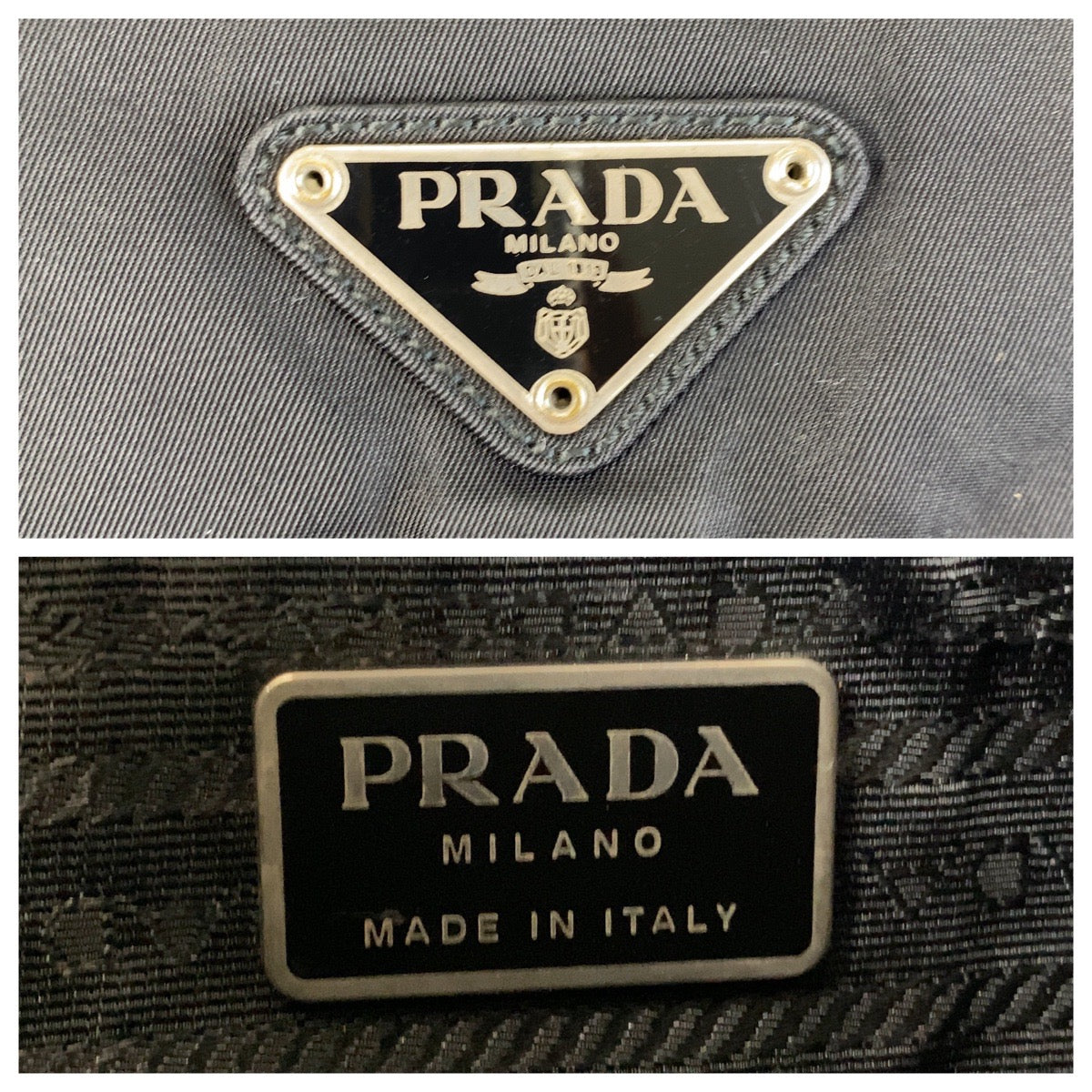 PRADA Shoulder Bag Nylon Black SilverMetal Crossbody Shoulder Bag Messenger Bag Test Triangle With logo mens Used Authentic