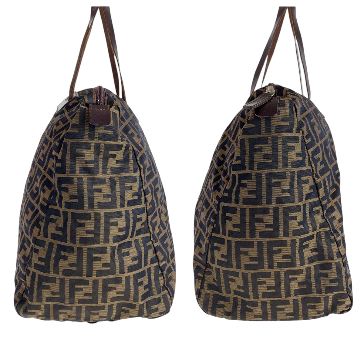 FENDI Tote Bag 15418 0 009 canvas Brown Silver Metal Tote Bag handbag Zucca Women Used Authentic
