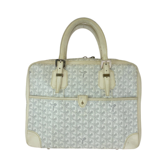 GOYARD Business bag leather White Gray SilverMetal Business bag handbag Ambasard PM Women Used Authentic