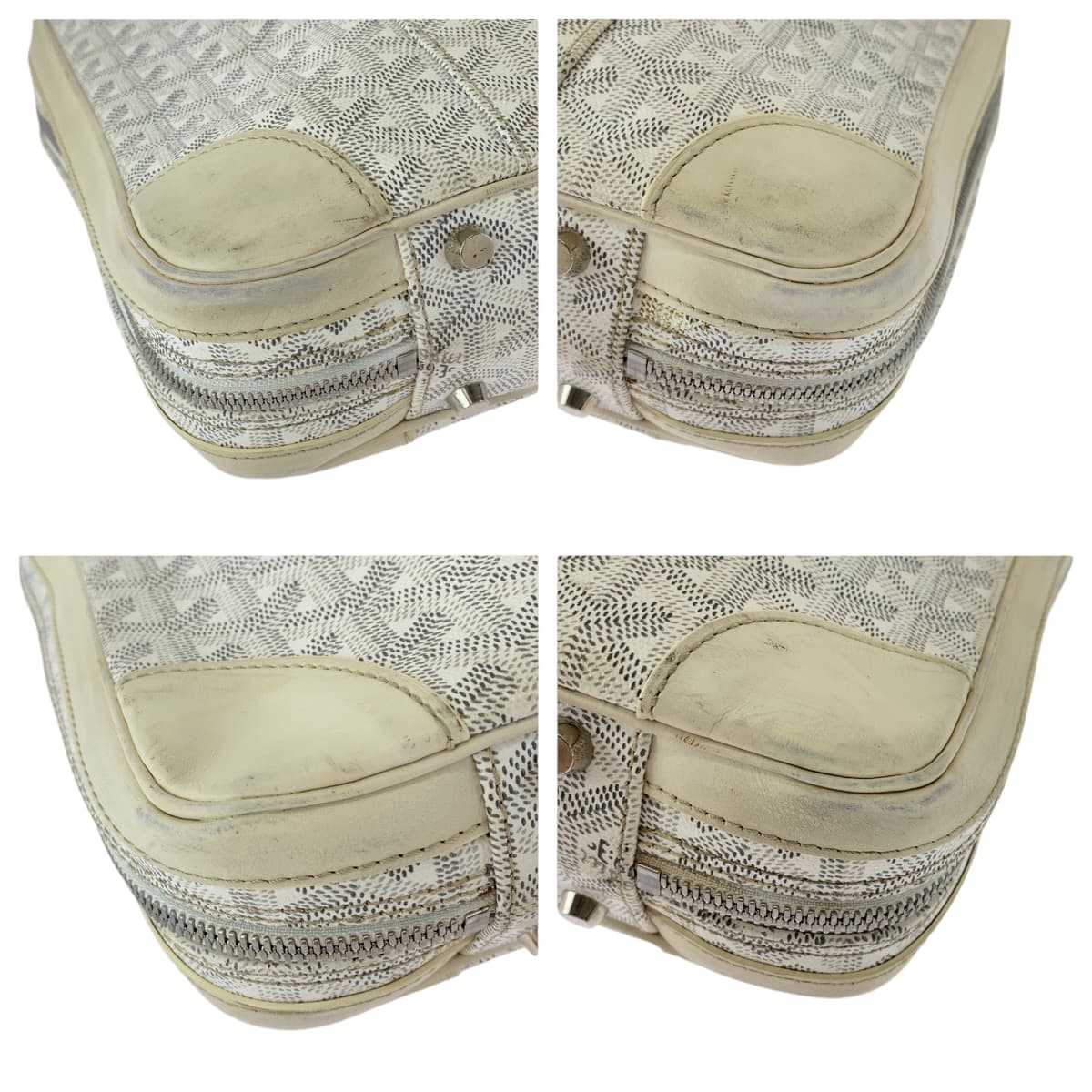 GOYARD Business bag leather White Gray SilverMetal Business bag handbag Ambasard PM Women Used Authentic