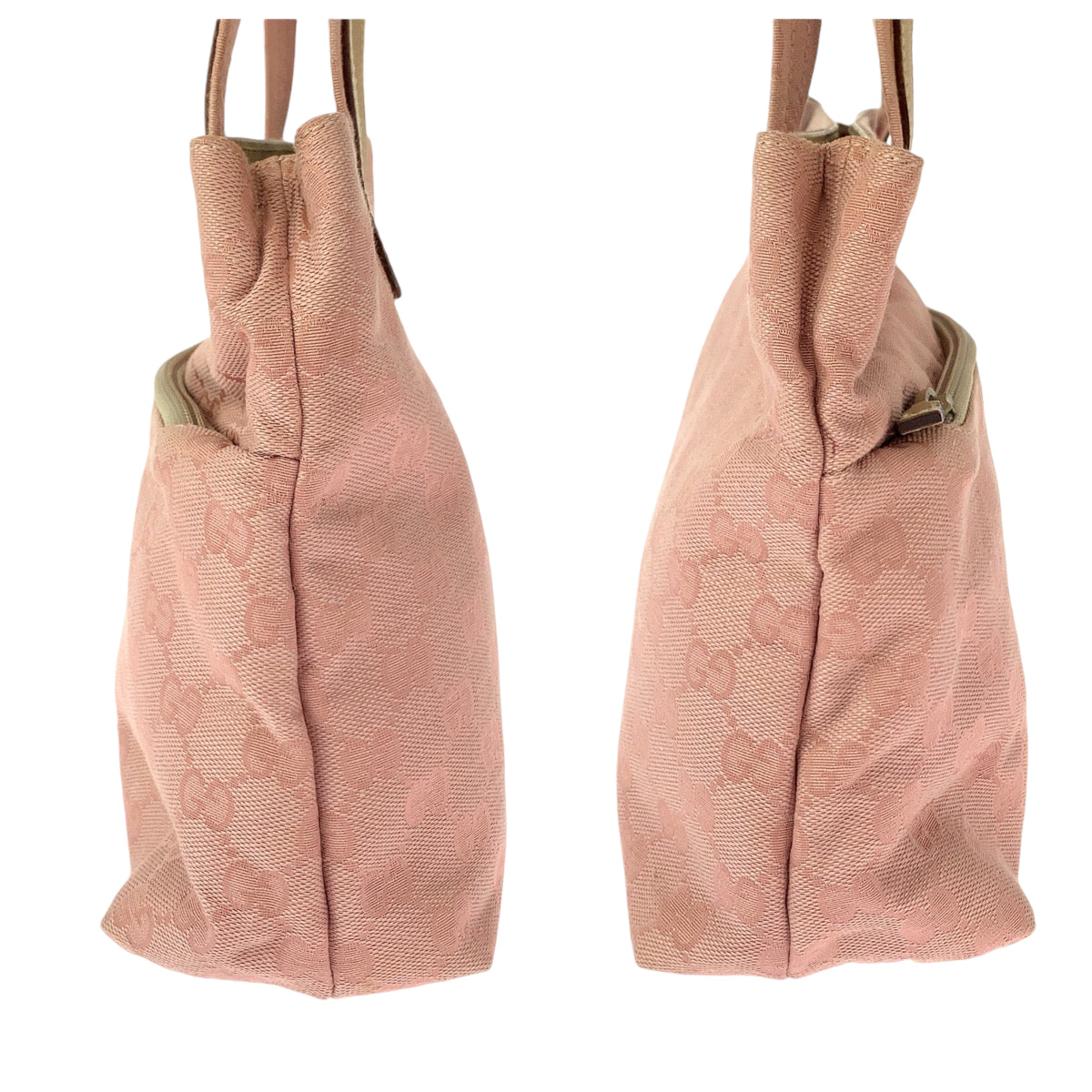 GUCCI Tote Bag 002 1075 GG canvas Pink Beige SilverMetal Tote Bag Shoulder Bag Women Used Authentic