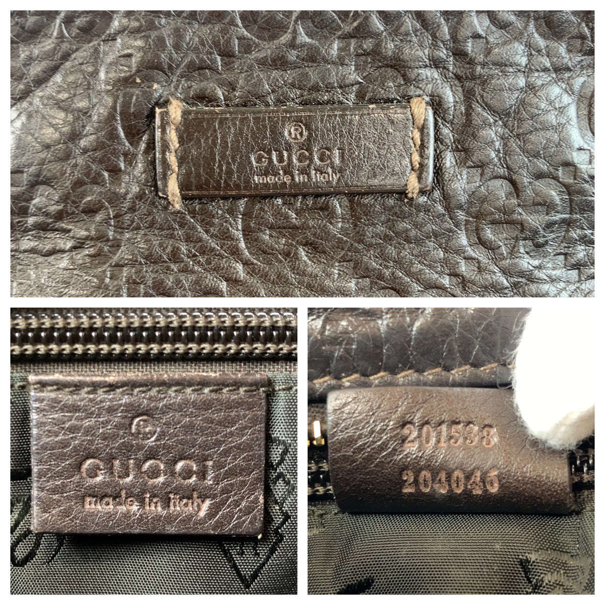 GUCCI Shoulder Bag 201538 leather Brown Gold Metal Crossbody Shoulder Bag Pochette Guccisima mens Used Authentic