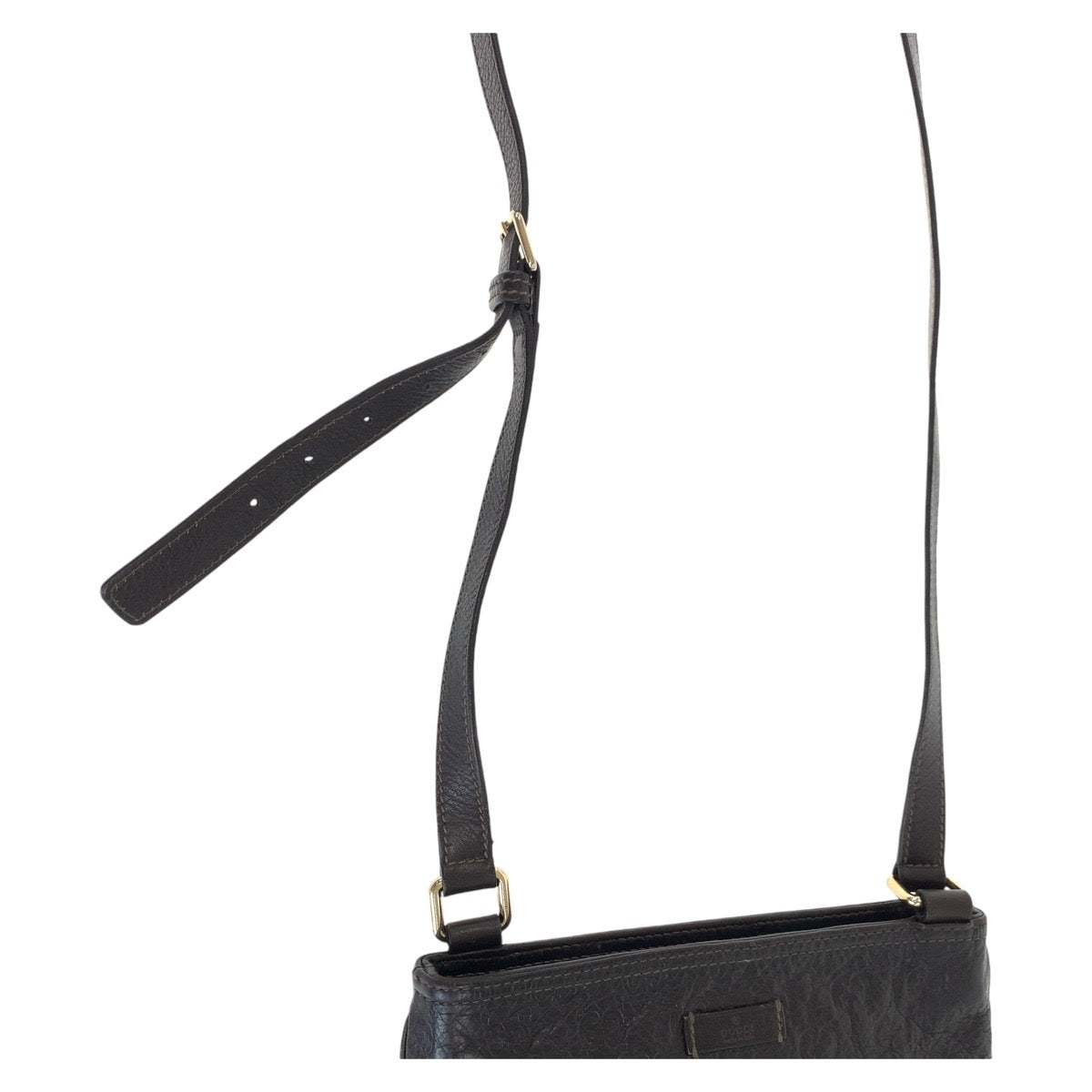 GUCCI Shoulder Bag 201538 leather Brown Gold Metal Crossbody Shoulder Bag Pochette Guccisima mens Used Authentic
