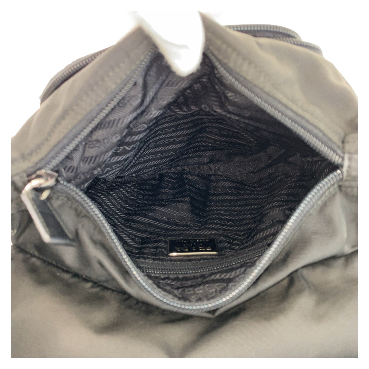PRADA Shoulder Bag Nylon, Leather Black SilverMetal Crossbody Shoulder Bag Messenger Bag Test Triangle With logo mens Used Authentic