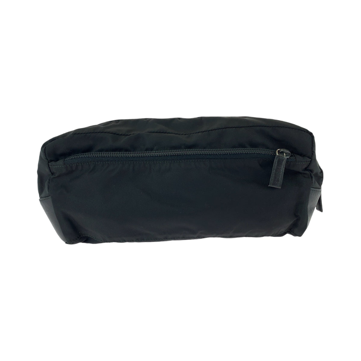 PRADA Clutch bag Nylon Black SilverMetal Clutch bag business bag pouch Test Triangle With logo mens Used Authentic