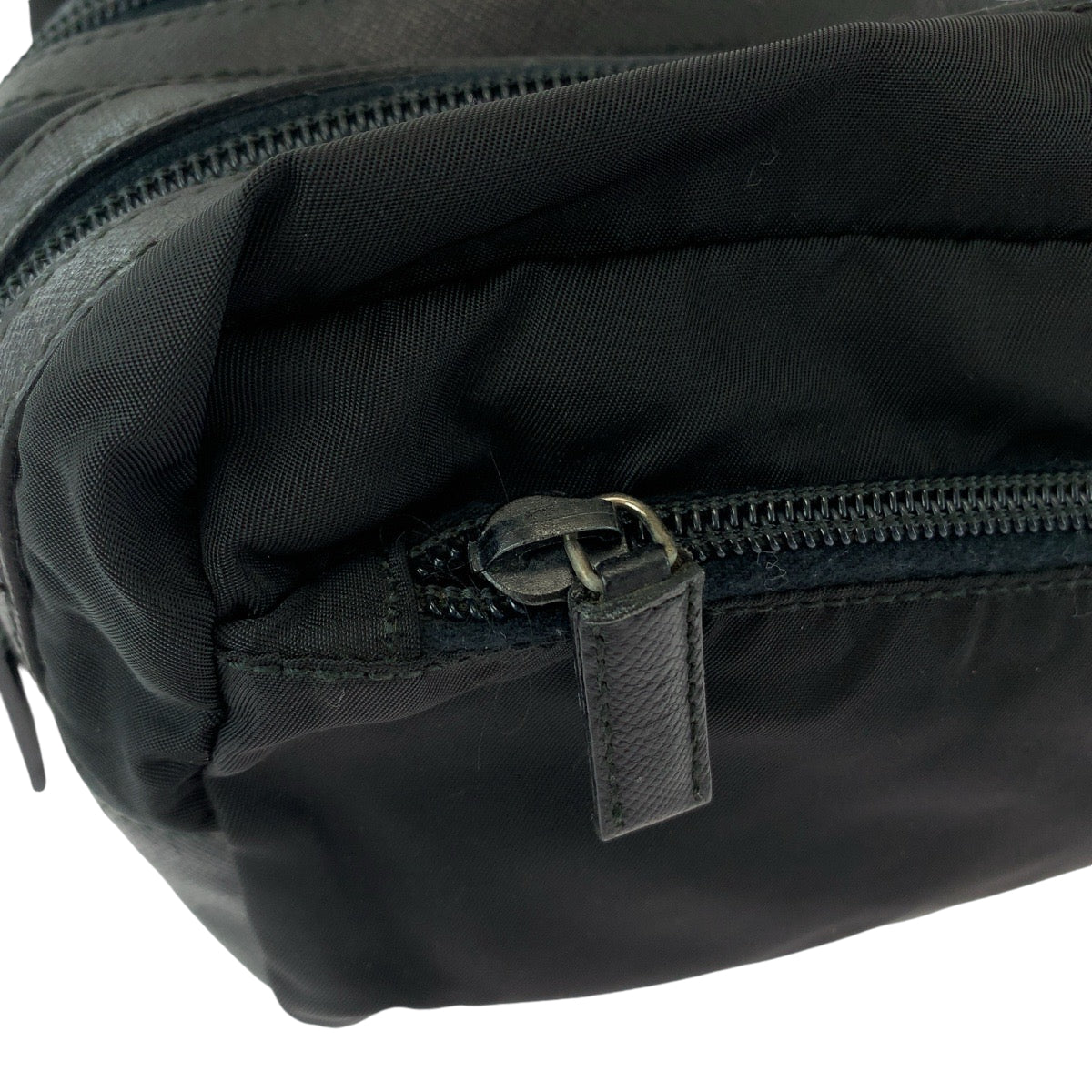 PRADA Clutch bag Nylon Black SilverMetal Clutch bag business bag pouch Test Triangle With logo mens Used Authentic