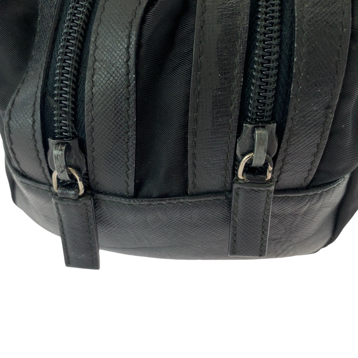 PRADA Clutch bag Nylon Black SilverMetal Clutch bag business bag pouch Test Triangle With logo mens Used Authentic