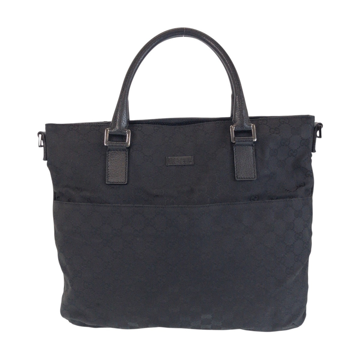 GUCCI Tote Bag 122797 GG canvas, leather Black SilverMetal Tote Bag Shoulder Bag Women Used Authentic