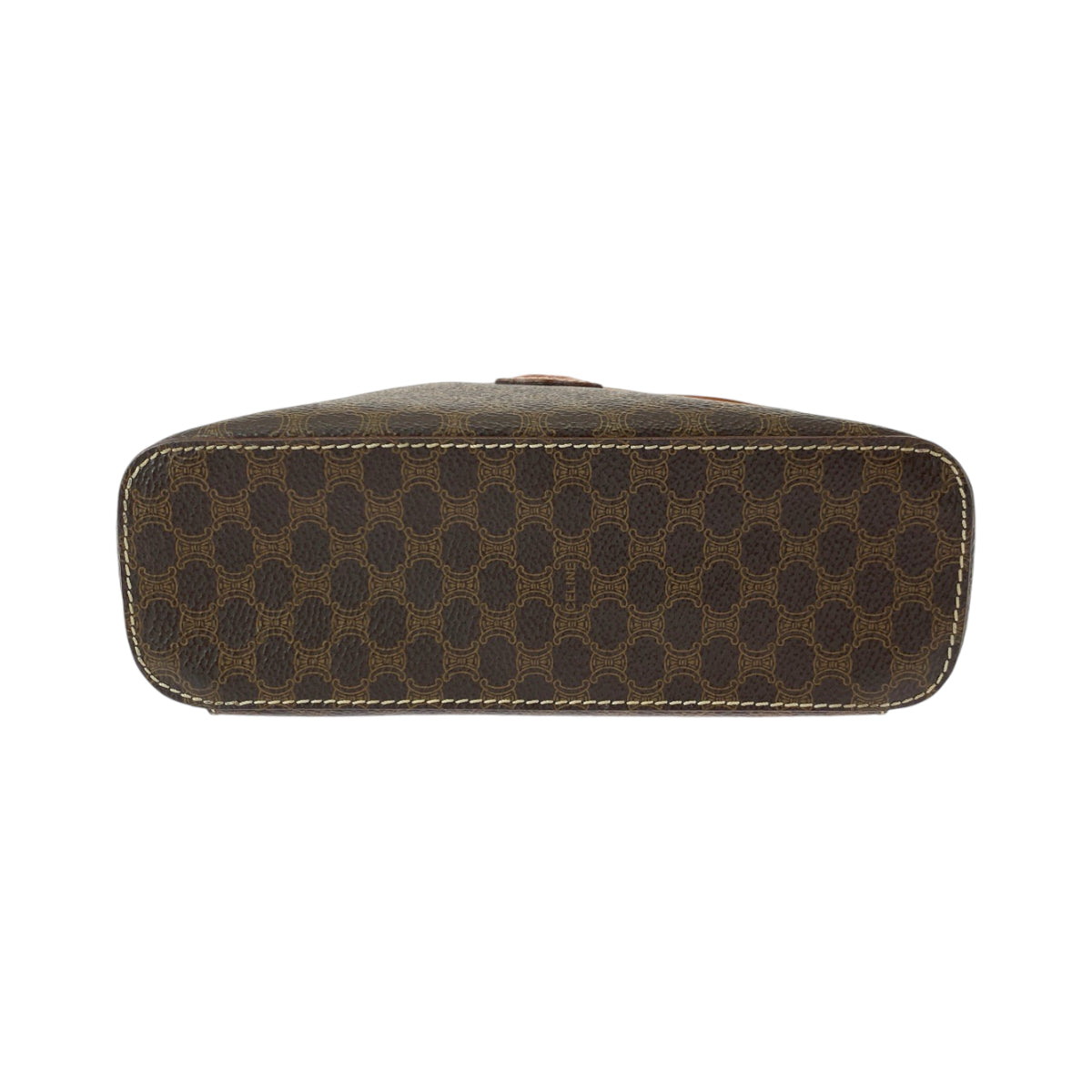 CELINE Handbag M95 PVC Brown Gold Metal Handbag vanity bag Macadam Pattern Women Used Authentic