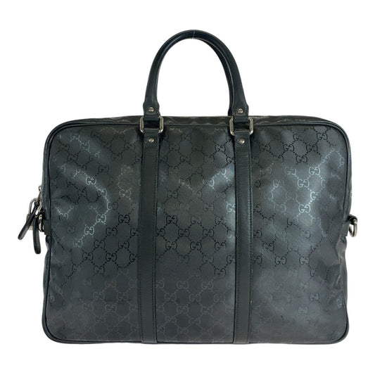 GUCCI Business bag 208463 PVC, Leather Grey SilverMetal Business bag briefcase GG implementation mens Used Authentic