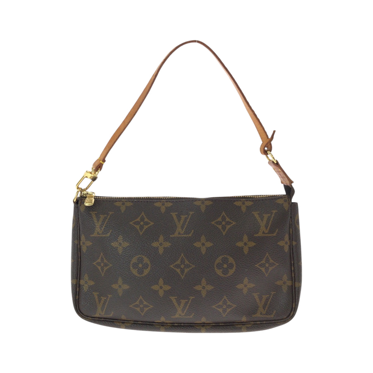 LOUIS VUITTON Handbag M51980 PVC Brown Gold Metal Handbag accessory pouch Monogram Women Used Authentic
