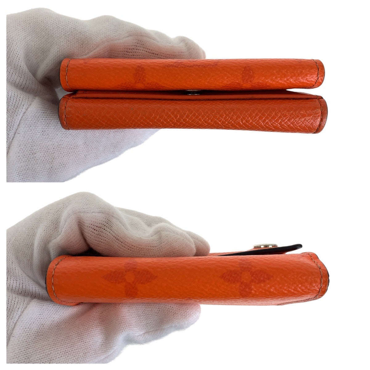 LOUIS VUITTON Tri-fold wallet M69245 leather Volcano orange Folding wallet Compact wallet Taiga Lama Monogram Discovery compact wallet Women Used Authentic