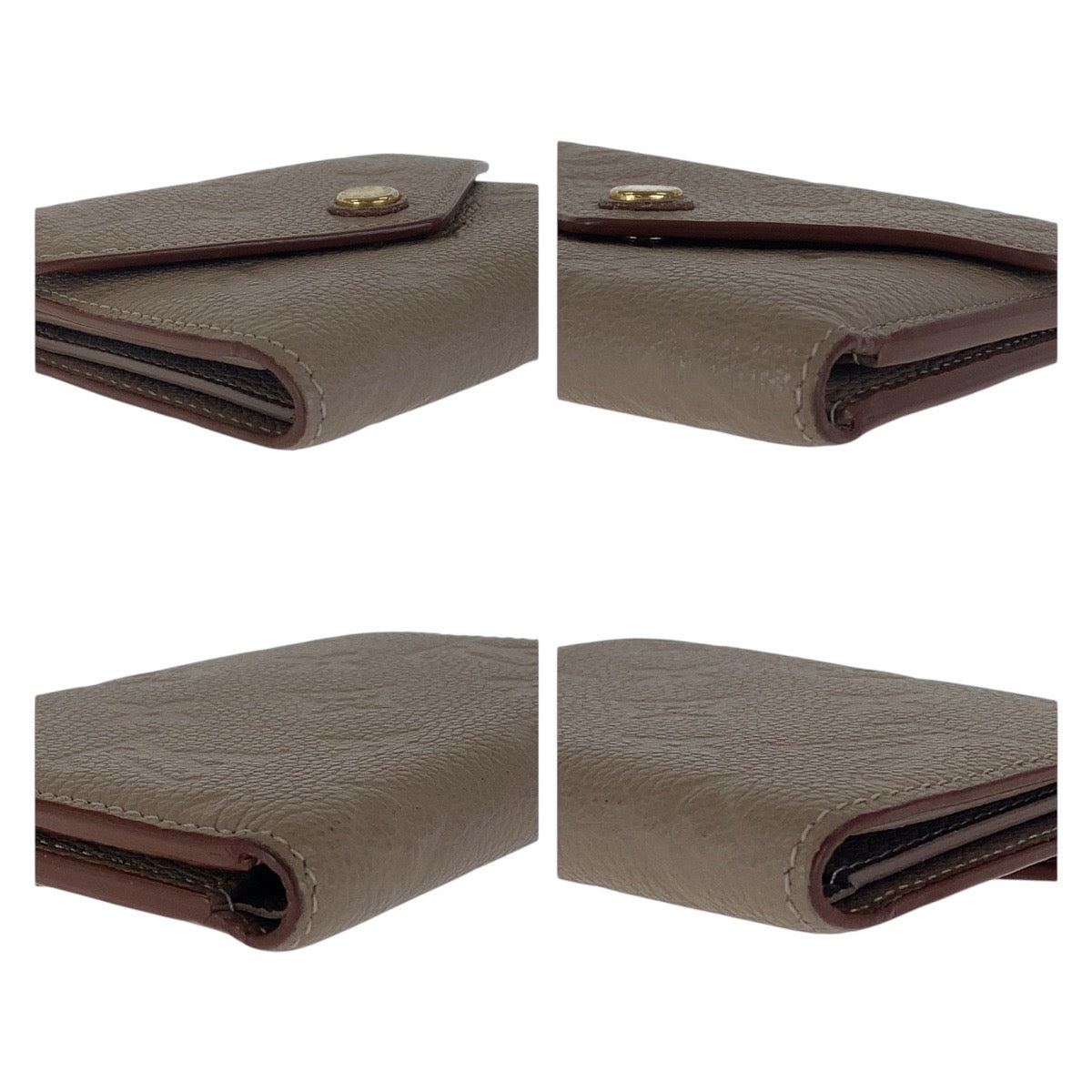 LOUIS VUITTON Tri-fold wallet M63529 leather Beige Greige Gold Metal Folding wallet Compact wallet Monogram Unplant Portefeuille Victorine Women Used Authentic