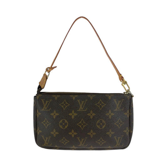 LOUIS VUITTON Handbag M51980 PVC Brown Gold Metal Handbag accessory pouch Monogram Women Used Authentic