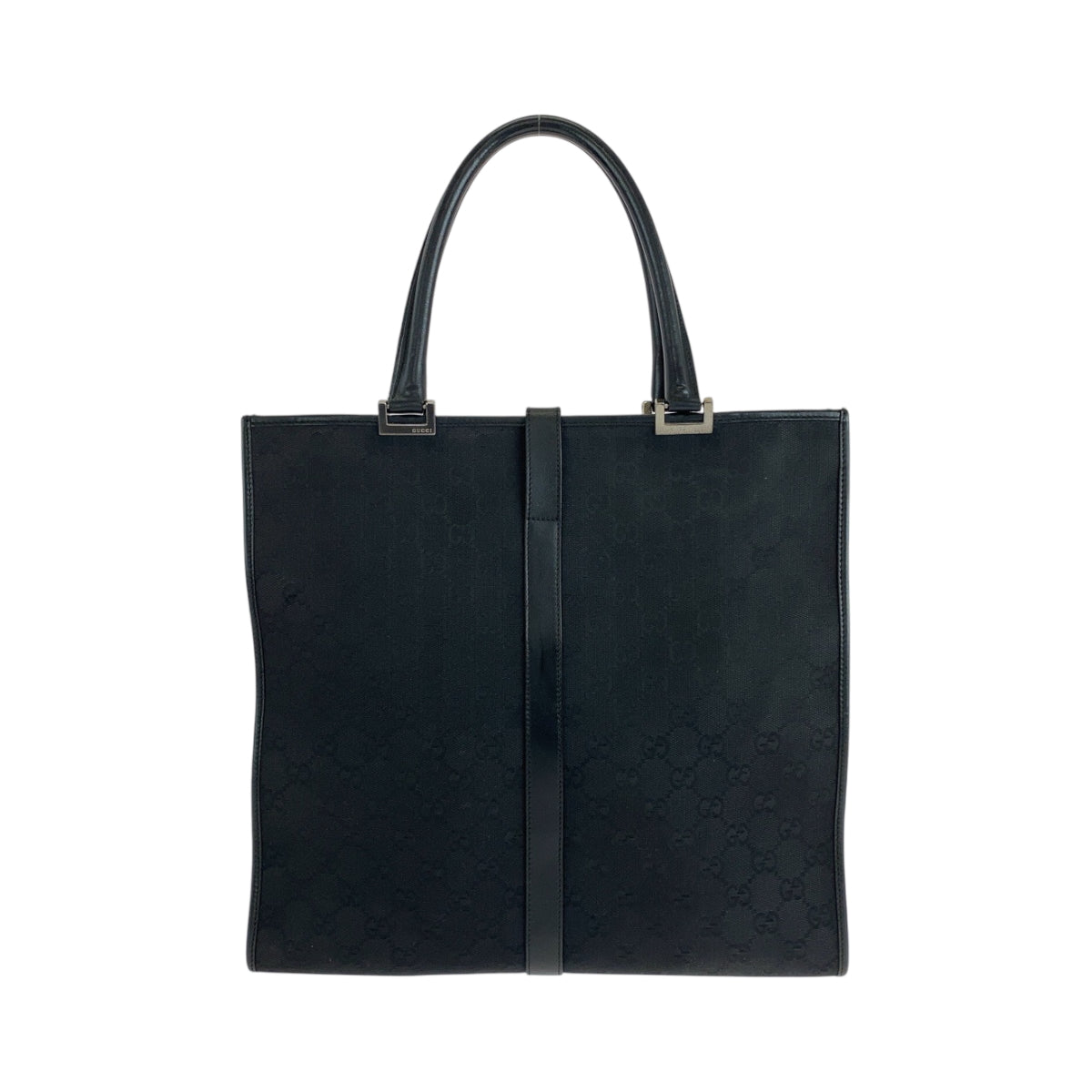 GUCCI Tote Bag 002 1064 GG canvas Black SilverMetal Tote Bag handbag Jackie Women Used Authentic