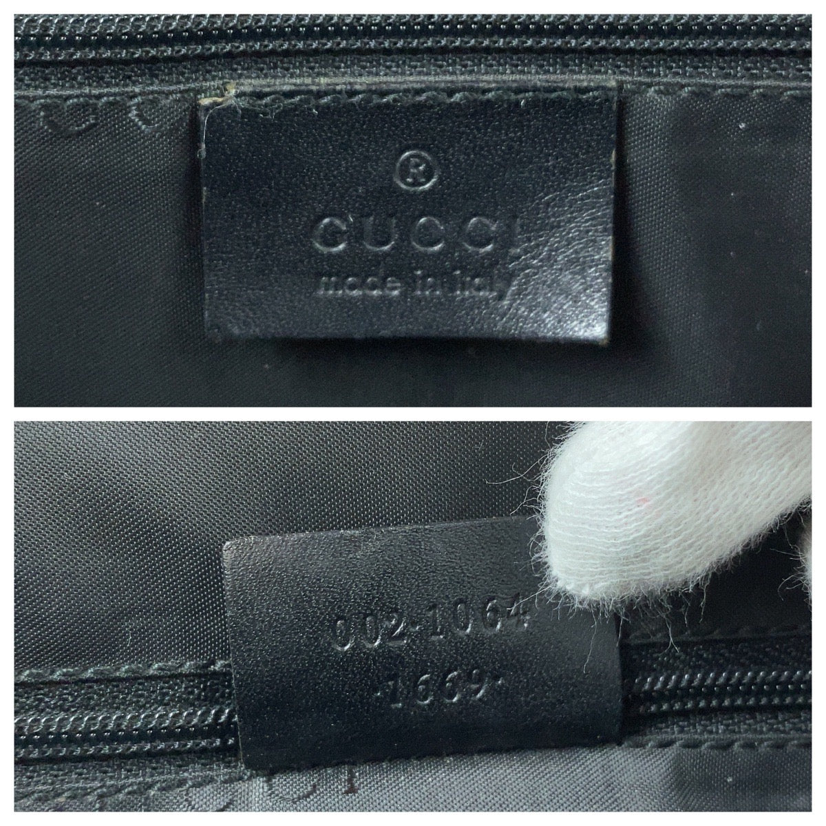 GUCCI Tote Bag 002 1064 GG canvas Black SilverMetal Tote Bag handbag Jackie Women Used Authentic