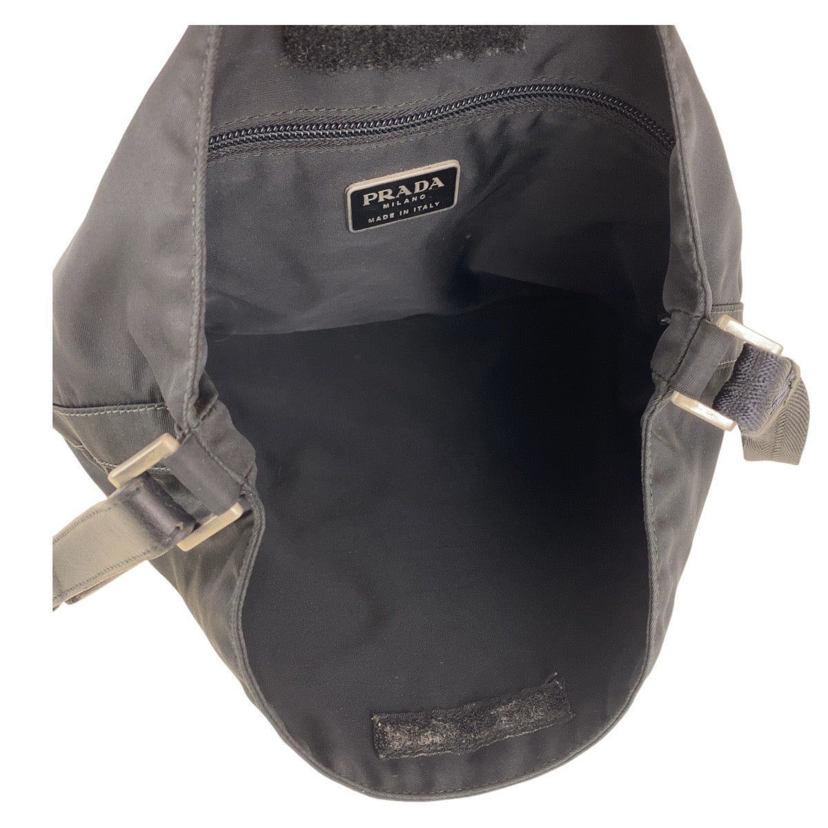 PRADA Shoulder Bag Nylon Black SilverMetal Crossbody Shoulder Bag Messenger Bag Test Triangle With logo Women Used Authentic