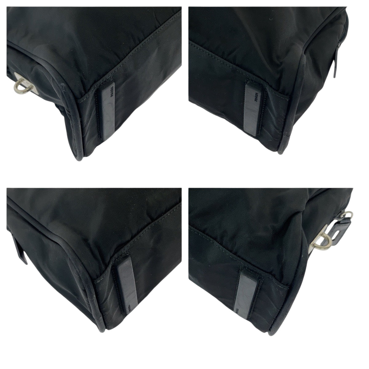 PRADA Handbag Nylon Black SilverMetal Handbags Shoulder Bags Business Bags Triangle With logo Women Used Authentic