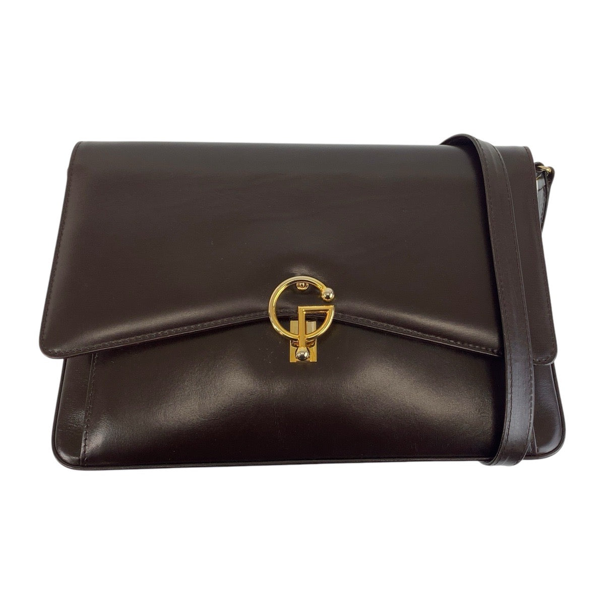 GUCCI Shoulder Bag leather Brown Gold Metal Shoulder Bag Messenger bag Women Used Authentic