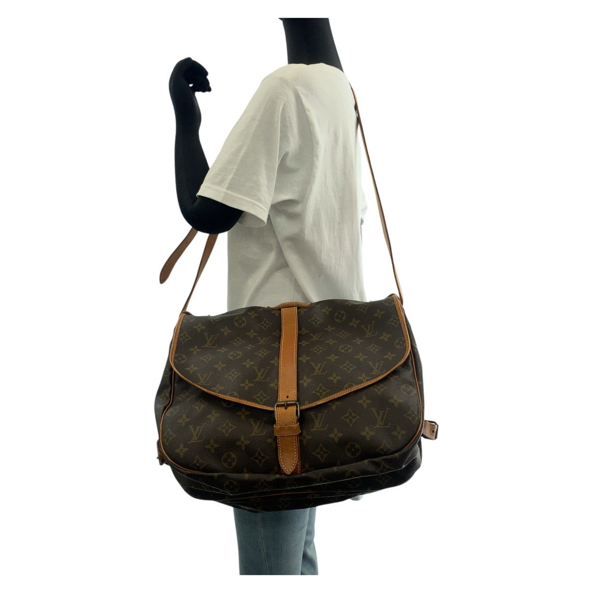 LOUIS VUITTON Shoulder Bag M42254 PVC, Leather Brown Gold Metal Shoulder Bag Messenger bag Monogram Samuel 35 Women Used Authentic