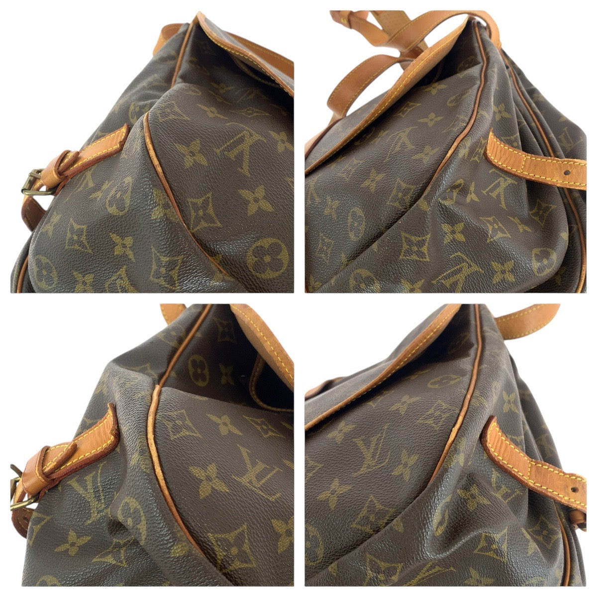 LOUIS VUITTON Shoulder Bag M42254 PVC, Leather Brown Gold Metal Shoulder Bag Messenger bag Monogram Samuel 35 Women Used Authentic