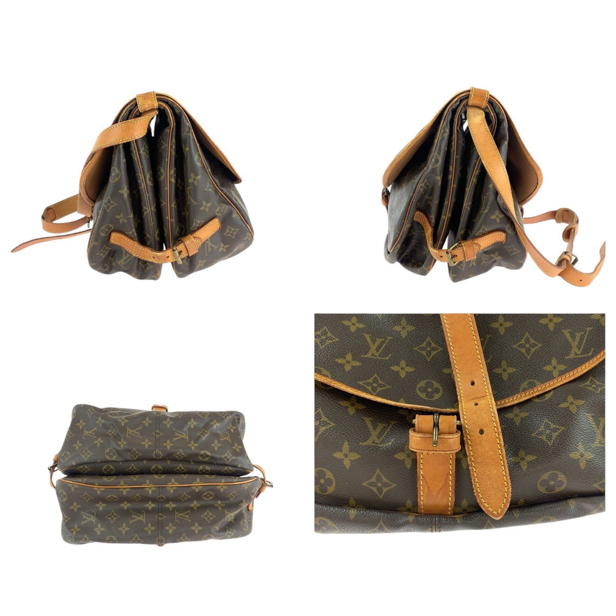LOUIS VUITTON Shoulder Bag M42254 PVC, Leather Brown Gold Metal Shoulder Bag Messenger bag Monogram Samuel 35 Women Used Authentic