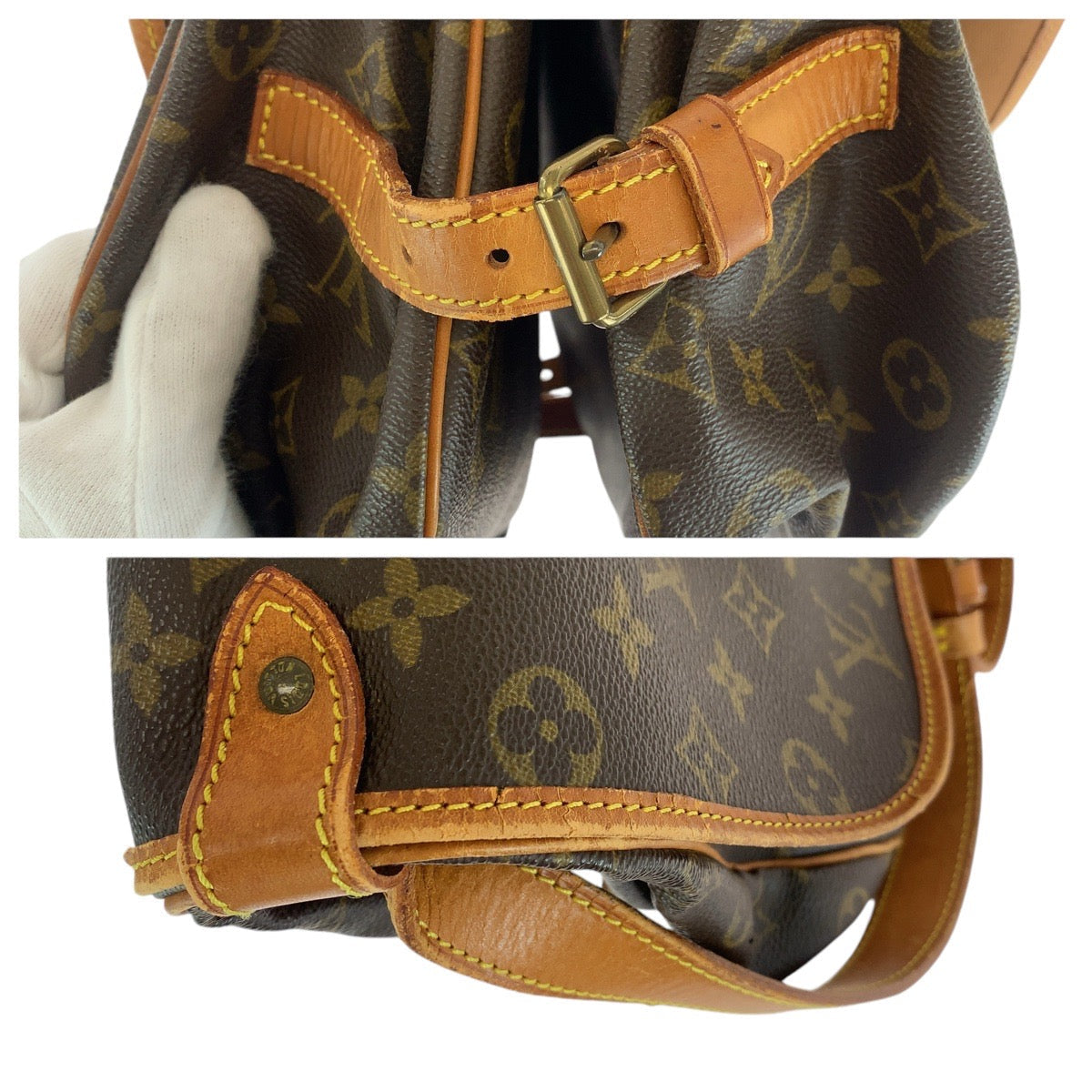 LOUIS VUITTON Shoulder Bag M42254 PVC, Leather Brown Gold Metal Shoulder Bag Messenger bag Monogram Samuel 35 Women Used Authentic