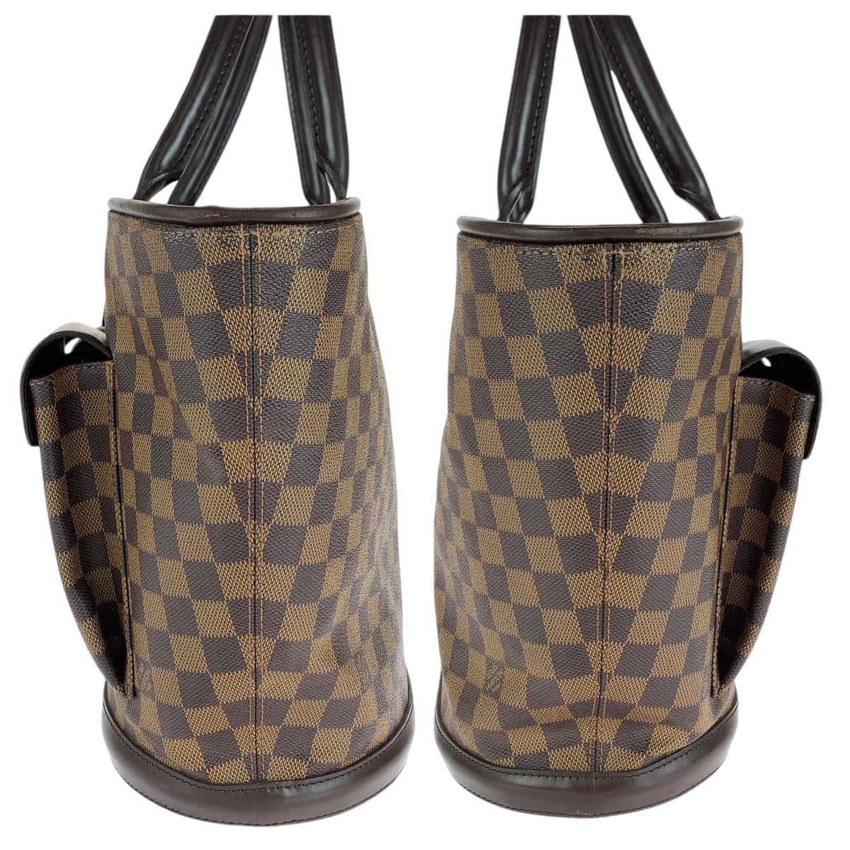 LOUIS VUITTON Tote Bag N51120 PVC Brown Gold Metal Tote Bag Shoulder Bag Damier Manosque GM Women Used Authentic