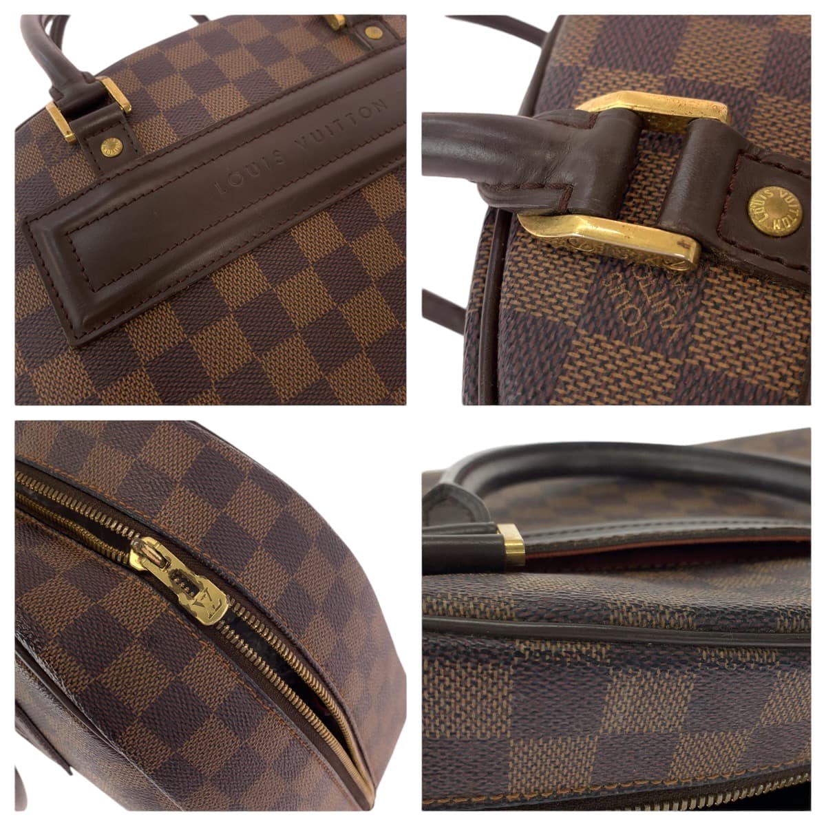 LOUIS VUITTON Handbag N41455 PVC Brown Gold Metal Handbag Boston Duffel bag Damier Ebene Nolita Women Used Authentic