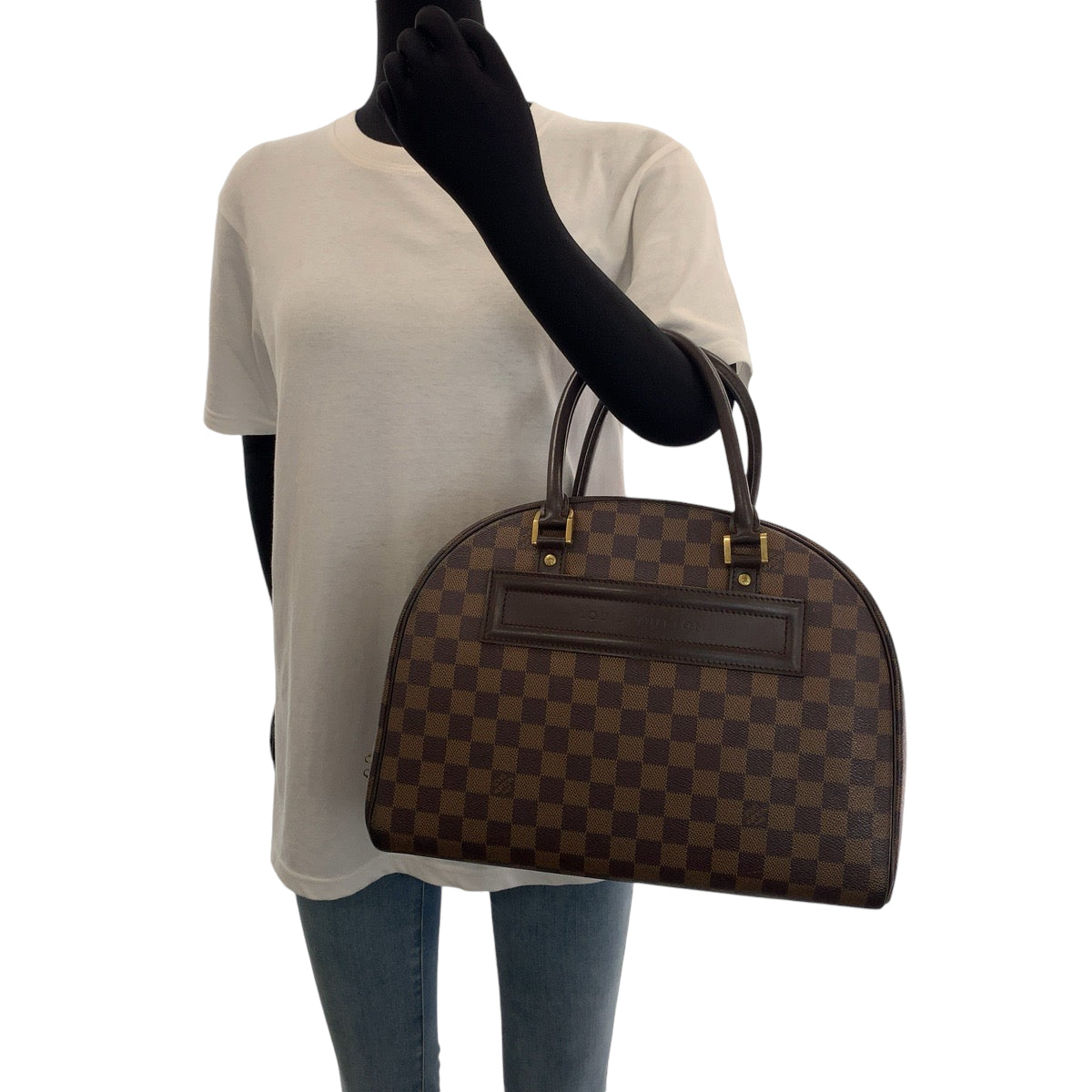 LOUIS VUITTON Handbag N41455 PVC Brown Gold Metal Handbag Boston Duffel bag Damier Ebene Nolita Women Used Authentic