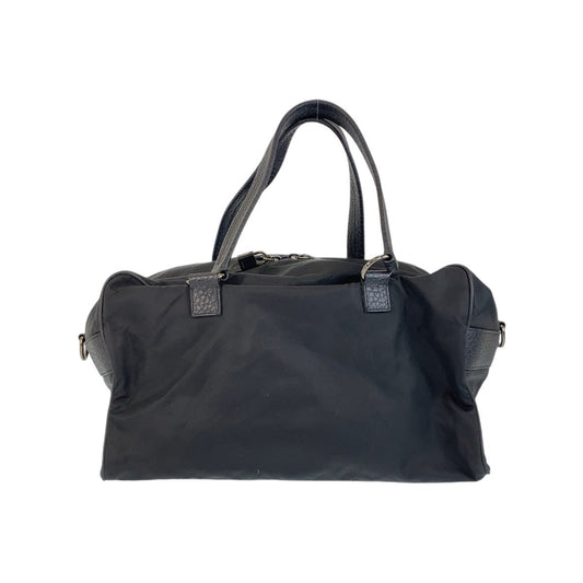 PRADA Boston Duffel bag Nylon, Leather Black SilverMetal Boston Duffel bag, handbag, unisex, 2way Triangle With logo Women Used Authentic