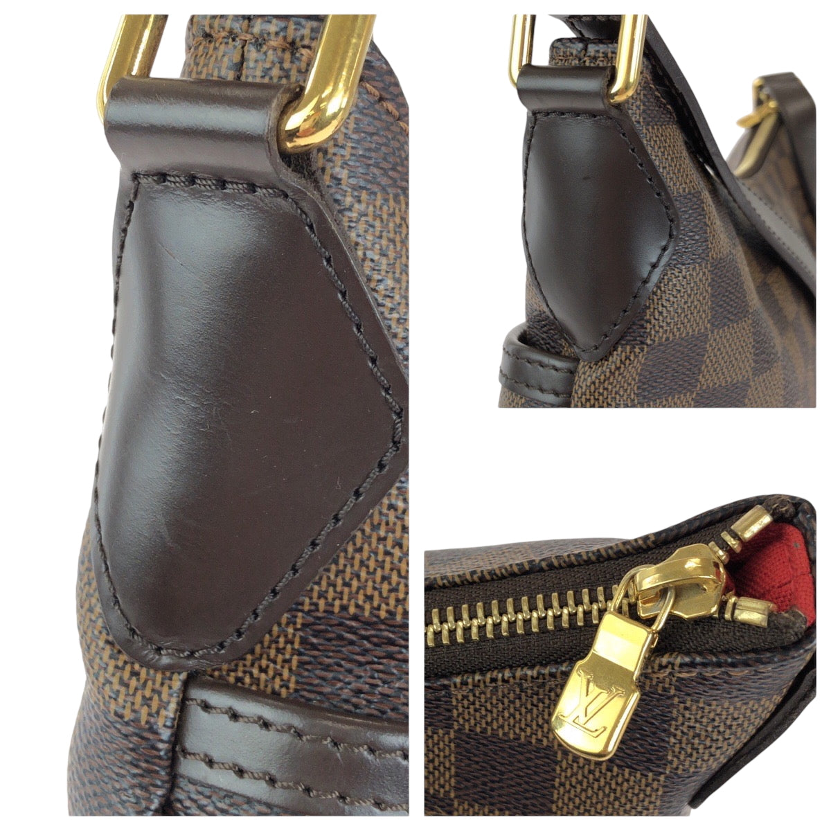 LOUIS VUITTON Shoulder Bag N42251 PVC Brown Gold Metal Shoulder Bag Crossbody Damier Ebene Bloomsbury PM Women Used Authentic