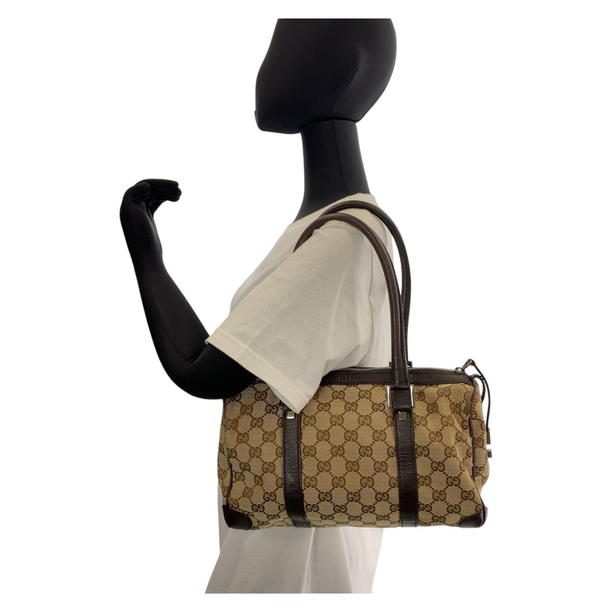 GUCCI Handbag 30458 GG canvas, leather Beige brown Handbag Boston Duffel bag Women Used Authentic