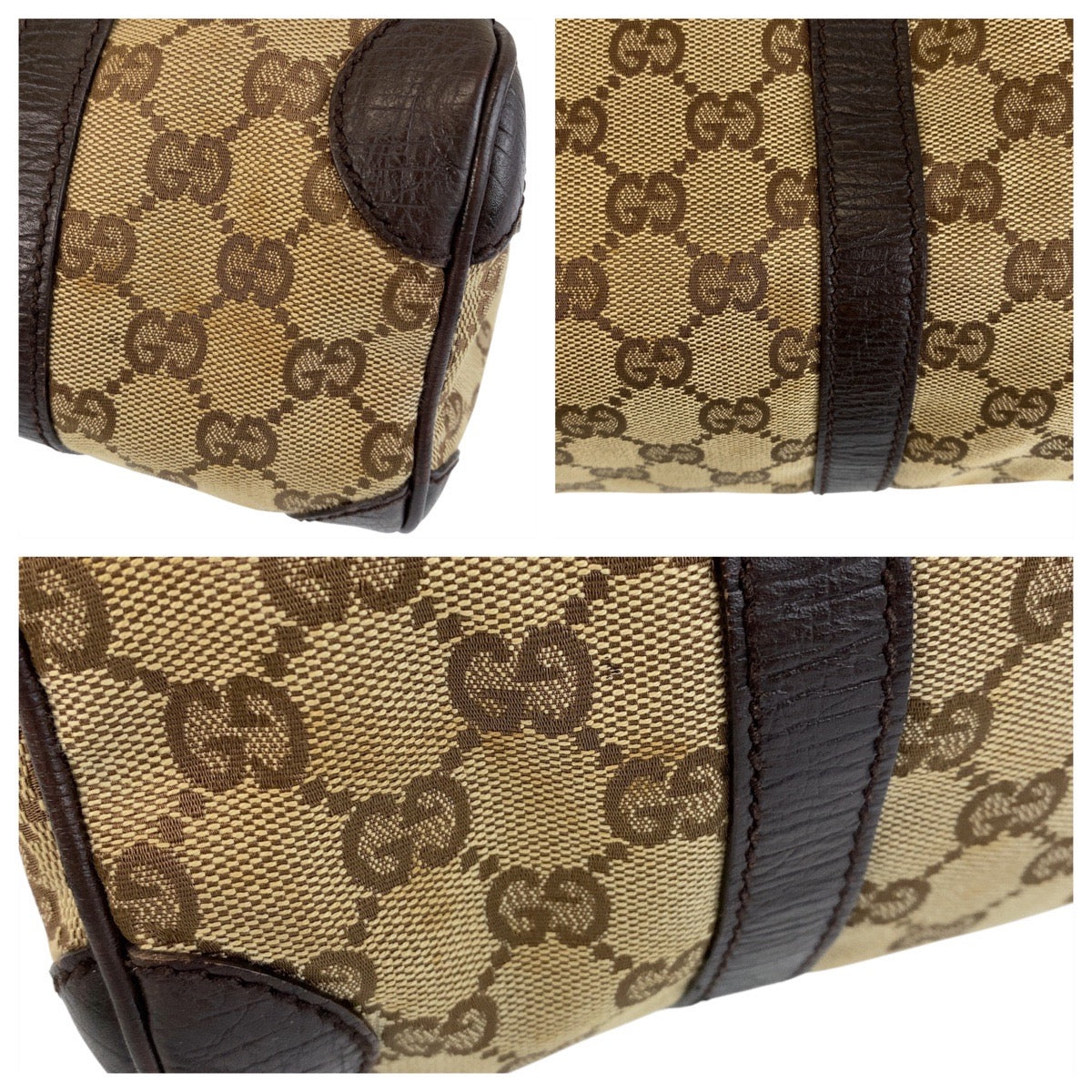 GUCCI Handbag 30458 GG canvas, leather Beige brown Handbag Boston Duffel bag Women Used Authentic