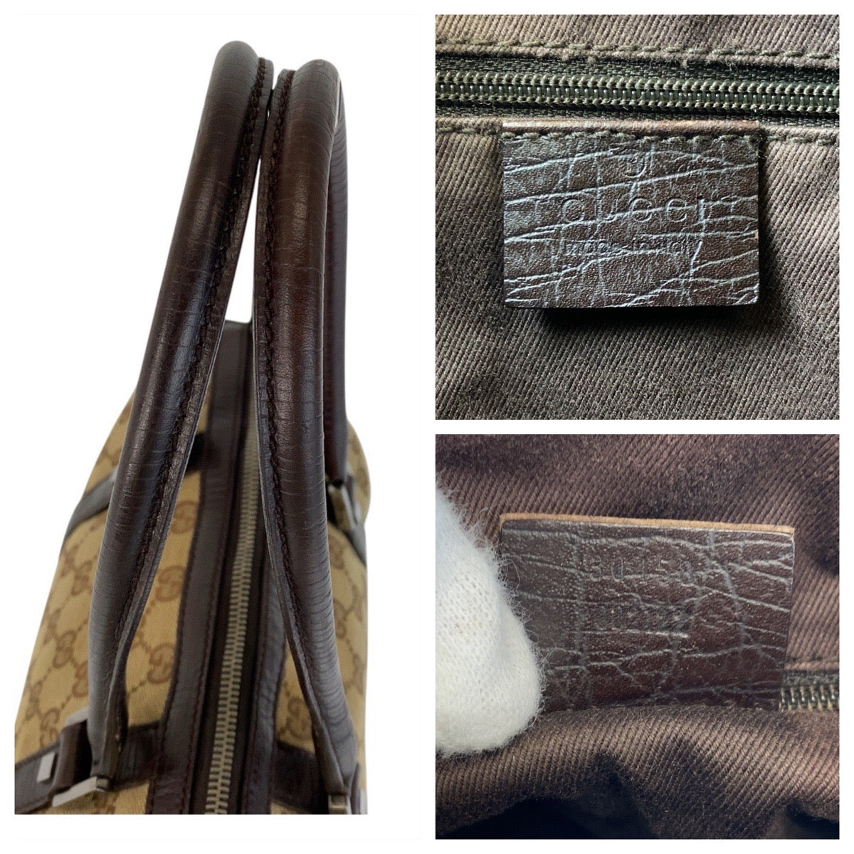 GUCCI Handbag 30458 GG canvas, leather Beige brown Handbag Boston Duffel bag Women Used Authentic