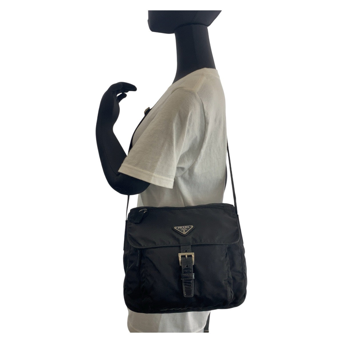PRADA Shoulder Bag Nylon black Crossbody Shoulder Bag Messenger Bag Test Triangle With logo Women Used Authentic
