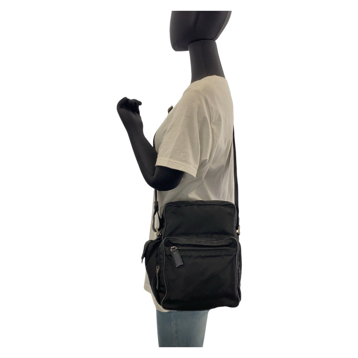PRADA Shoulder Bag Nylon black Crossbody Shoulder Bag Pochette Unisex Test Triangle With logo Women Used Authentic