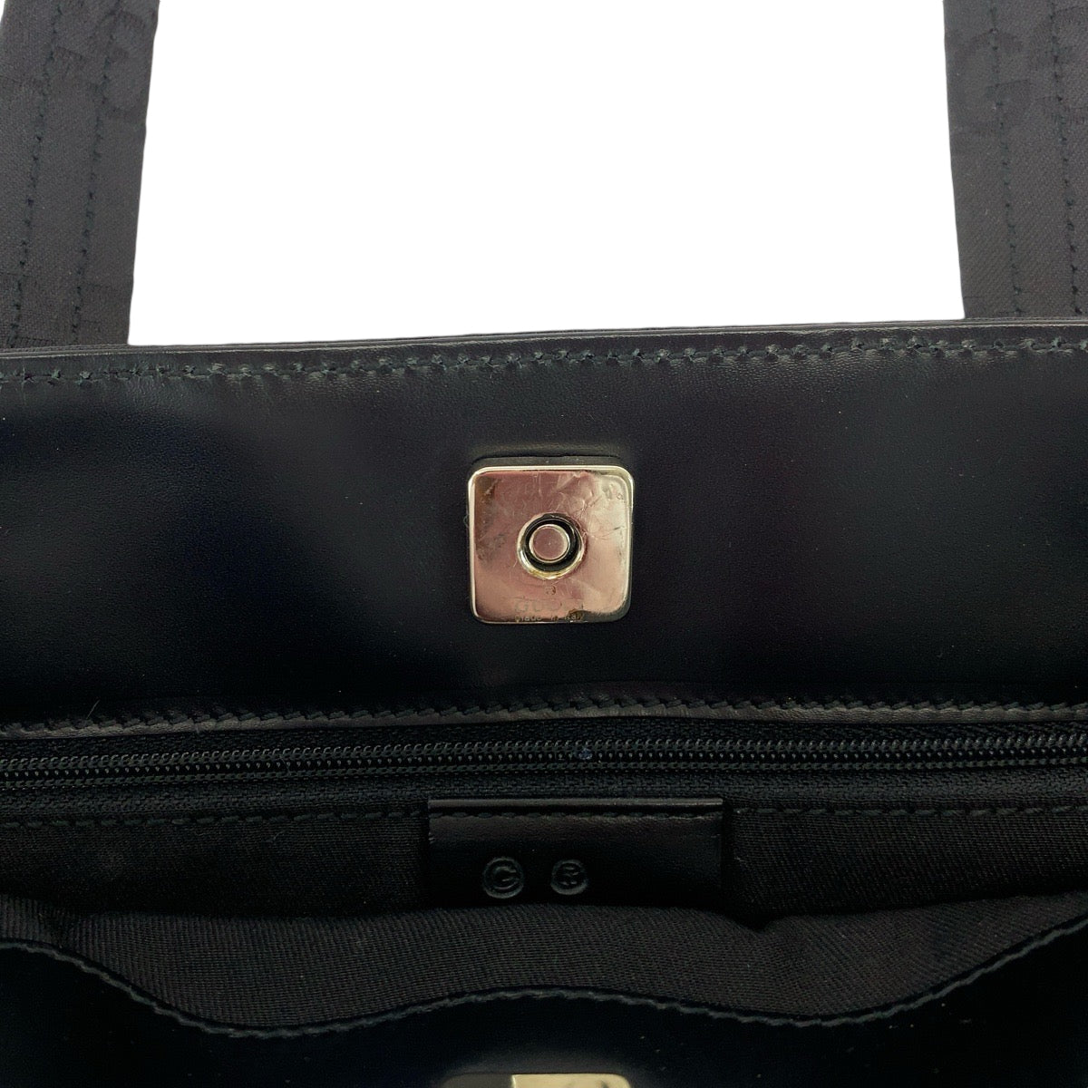 GUCCI Tote Bag 105650 GG canvas black Tote Bag handbag W pocket Women Used Authentic